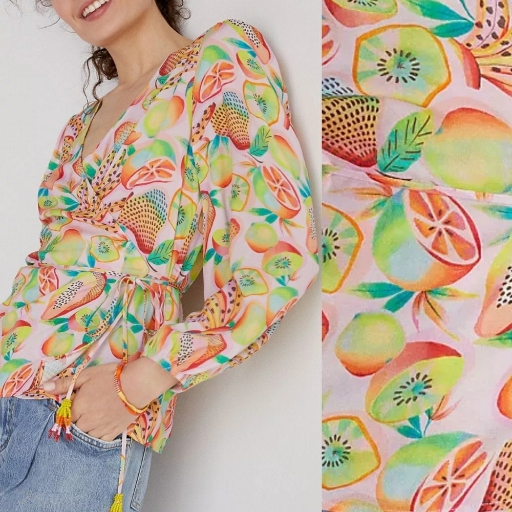Farm Rio Anthropologie Rainforest wrap blouse - Picture 2 of 8